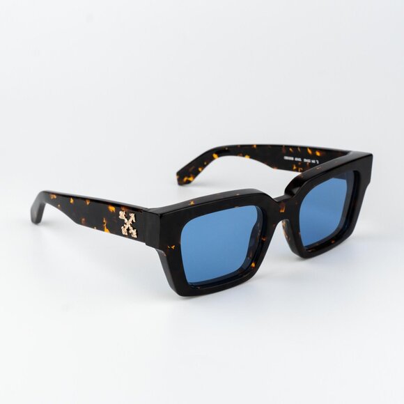 Off-White VIRGIL Women Sunglasses Havana Blue Square OERI008 6045 NEW AUTHENTIC - Picture 4 of 13